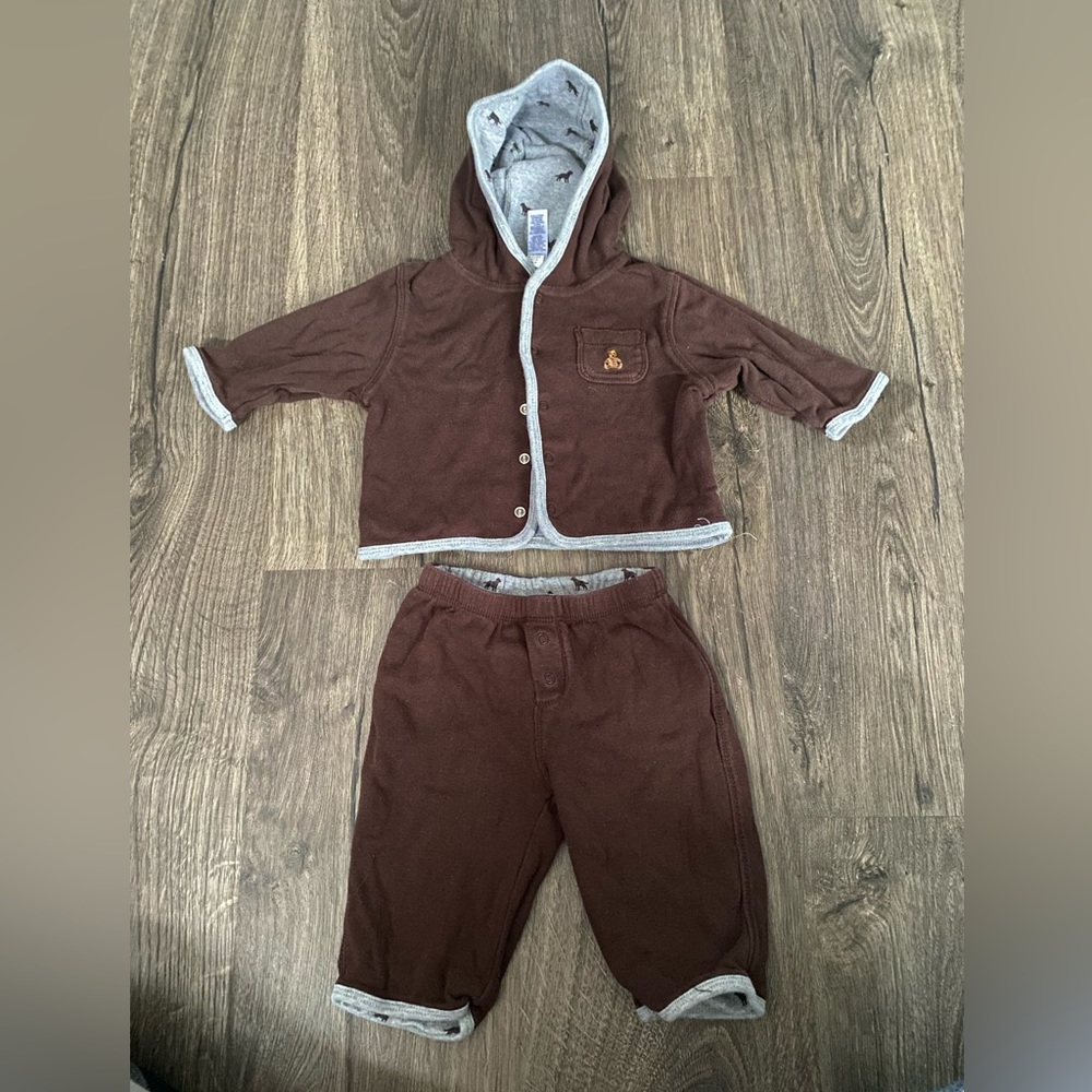 Baby Gap Reverse-able Matching Bear &’ Dogs Comfy 2 Piece Set